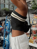Knit Striped Bandeau Crop Top-Outfit