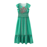 Women's New Three-Color Printing To Take Waist Dress