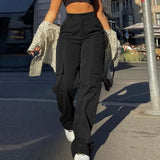 Celmia Streetwear Cargo Pant Women Pockets Back Elastic Waist All-match Pantalones De Mujer Casual Fashion Thin