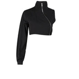 Graduation party Gothic Cool Lady Stylish Zip Up Crop Top Hoodies Women Turtleneck Punk Black Green Sweatshirt Hip Hop Outfits