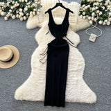 Women's Dress 2025 Summer Pure Desire Three-Dimensional Flowers Slimming Temperament Sling Knitted Hip