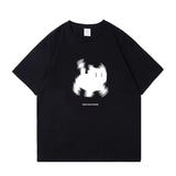 Aesthetic Black Cat Print Oversized T-shirt-Outfit