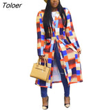 Plaid Windbreaker Women Trench Turn Down Collar Casual New Extra Long Coat Full Sleeve Jacket Outwear Fashion Size