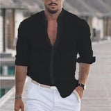 New Men's Summer Shirt Beach Shirts Long Sleeves Solid Hawaiian Holiday