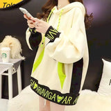Thickened Oversized Hoodies Women's Winter Spring New Korean Version Loose Sweatshirt Mid-length Lazy Ins Tide Kawaii