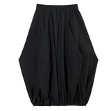 High Elastic Waist Black Irregular Pleated Casual Long Half-body Skirt Women Fashion Tide New Spring Autumn 2023