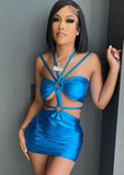 Metallic Sexy Keyhole Hollow Out Strap Mini Party