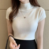 Casual Women Korean Tops Blusas Mujer De Moda Spring Summer Women New Solid Slim Turtleneck Blouse Blusas Clothing