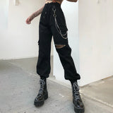 Rockmore Harajuku Ribbon Cargo Pants Women Joggers Winter Sweatpants Trousers Black Loose Wide Leg Sweat Pants