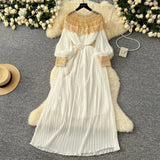 Women's Temperament Dress 2025 Winter Heavy Industry Nail Polish Lily Loose Waist Long-Term Pressure Folding Dress