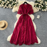 High-End Temperament Dress Women 2025 Summer Fashion Strap To Single Buckle Embroidery Mesh