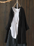 Womens Shirts 2022 ZANZEA Vintage Cotton Tunic Casual Long Sleeve Shirt Button Cardigans Female Soid Patchwork Tops Plus