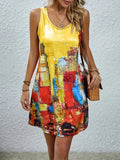 Women's Large-Size Dress Print Sleeveless U-Neck Daily Casual Fashion Summer