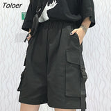 Women Summer Knee-length Wide-leg Boyfriend Safari Style Ulzzang BF Street Wear Chic All-match Casual Unisex Fashion