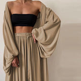 Soft Women Three Piece Set Fashion Wrap Cardigan Tops + High Waist Pants Suit Female Casual Simple Tracksuit Women