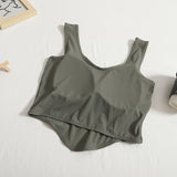 Cotton Women Solid Tank Tops With Bra Pad Y2K Crop Tops Knitted Irregular Hem Camis For Women Motion Tops