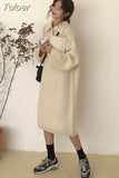 philosophy Women Autumn Winter Knitted Dress Vintage Loose Female Sweater Dress Casual Lady Warm Long Maxi Dress