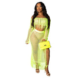 Toloer New Women's Casual Netted Fram Beach Dress 2 Sets-Outfit