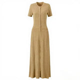 Retro Style Short-Sleeved Collar Knitted Hollow Pattern Dress Dress Dress Dress Dress Dress