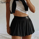 summer fashion casual print mini woman skirts high waist black white sexy short pleated skirt