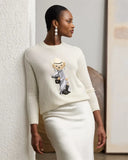 Women's Round-Necked Bear Cartoon Casual Free Sweater Raff Cashmere Knitted Shirt
