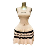 Women's Small Scented Striped U-Neck Cake Ponve-Free Sleeveless Knitted
