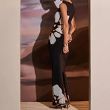 Toloer New Fashion Retro Print Sleeveless Hollow Out Sexy Slim Stitching Dress Children-Outfit