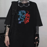 tshirts goth Harajuku tops Butterfly lightning print Loose Short Sleeve kawaii anime t shirt 2023 NEW plus size