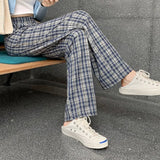 Pants Women Wide Leg Loose 4XL Plus Size Slacks Trousers Checkered High Elastic Waist All-match Girl 2021 Spring