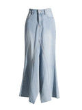 Toloer Denim Skirt Female Spring 2024 New Fashion Design Sense High Waist Two Wear Slit A-Word Skirt-Outfit