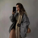 2023 New 15 Color Loose Casual Coat Street Y2K Vertical Collar Dark Button Coat Female B88420-Outfit