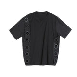 2023 New Spring Summer Round Neck Short Sleeve Black Hollow Out Split Joint Big Size T-shirt Women Fashion Tide