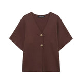 New Flat-Sleeve V-Neck Sports Knitwear Jacket