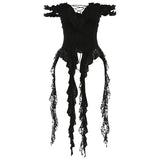 Cool Sister Style Lace Splicing Hollow Shoulder Vest Female Niche Irregular Thin Coat