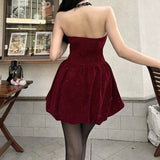 Sequin Strapless Puff Skirt Mini Dress-Outfit