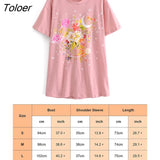 Loose Retro Print T Shirt Women Short Sleeve O Neck Cotton Tshirt Shirts Summer 2023 Woman tshirts Oversize Tops