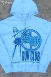 Zip up Hoodie anime Y2K graphics goth Sweatshirt Sport Coat Pullover grunge Gothic Long Sleeve Oversized hoodie jacket