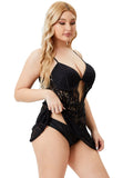 Strap Solid Lace Plus Size One Piece