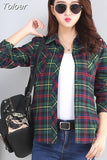 2023 New Vintage Plaid Blouses Shirt Cage Female Long Sleeve Casual Slim Women Big Size Shirt Office Lady Tops