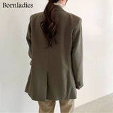 2021 Korean Style Loose Women Blazer Coats Autumn Single Breasted Female Chic Suit Jacket Full Sleeve
