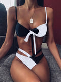 Toloer Swimwear New Swimsuit Bikini High Waist Leopard Print Splicing Bikini Women's Swimsuit Split-Outfit