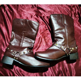 Men Cowboy Western Boots Fashion Flat Heel Shoes Low Heel Casual Mid Calf Tall Faux Leather Boots Square Toe