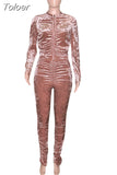 Velvet Loungewear Sets Women Velour Two Piece Outfits Zipper Full Sleeve Jacket and Stacked Pant Sweatsuit Matching