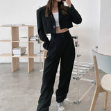 Autumn Blazer Sets Women Two Piece Outfits Long Sleeve Short Coat Crop Jacket and Long Suit Pants 2 Pieces Ensemble