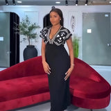 Women's Dress 2025 New Elegant V-Neck High-Waisted Knitted Dress Skirt Short