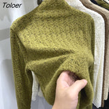 Plus Velvet Lace Sweater Women 2022 Autumn Winter Korean Fashion Lace Bottoming Shirt Flower Pattern Half-collar Hollow
