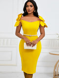 Women's Famous Temperament Three-Dimensional Flowers Elegant Banquet Dress Bag Hip