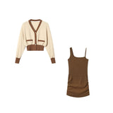 Piece Dress Set Women Casual Knit Mini Dress Female Evening Party Elegant Y2k Sweater Dress Korean Fashion 2021 Autumn