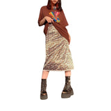Women's Plaid Print High Waisted Midi Skirt A-Line Bodycon Long Pencil Skirt Y2K Streetwear E-Girl 90S