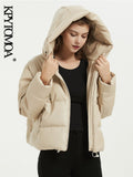 Women Fashion Thick Warm Faux Leather Padded Jacket Coat Vintage Long Sleeve Oversized Parka Female Outerwear Chic